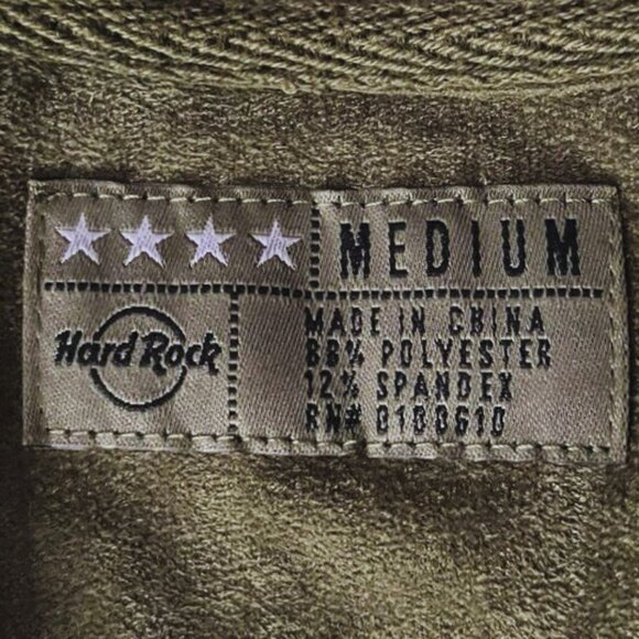 Hard Rock Cafe Tampa Olive Green Velvet-Feel Bomber Jacket Full Zip Medium Soft - Picture 10 of 13